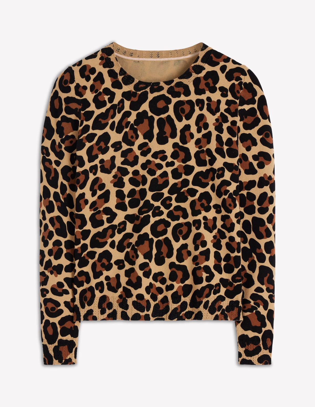 Emilia Cotton Crew Sweater-Cheetah Pop