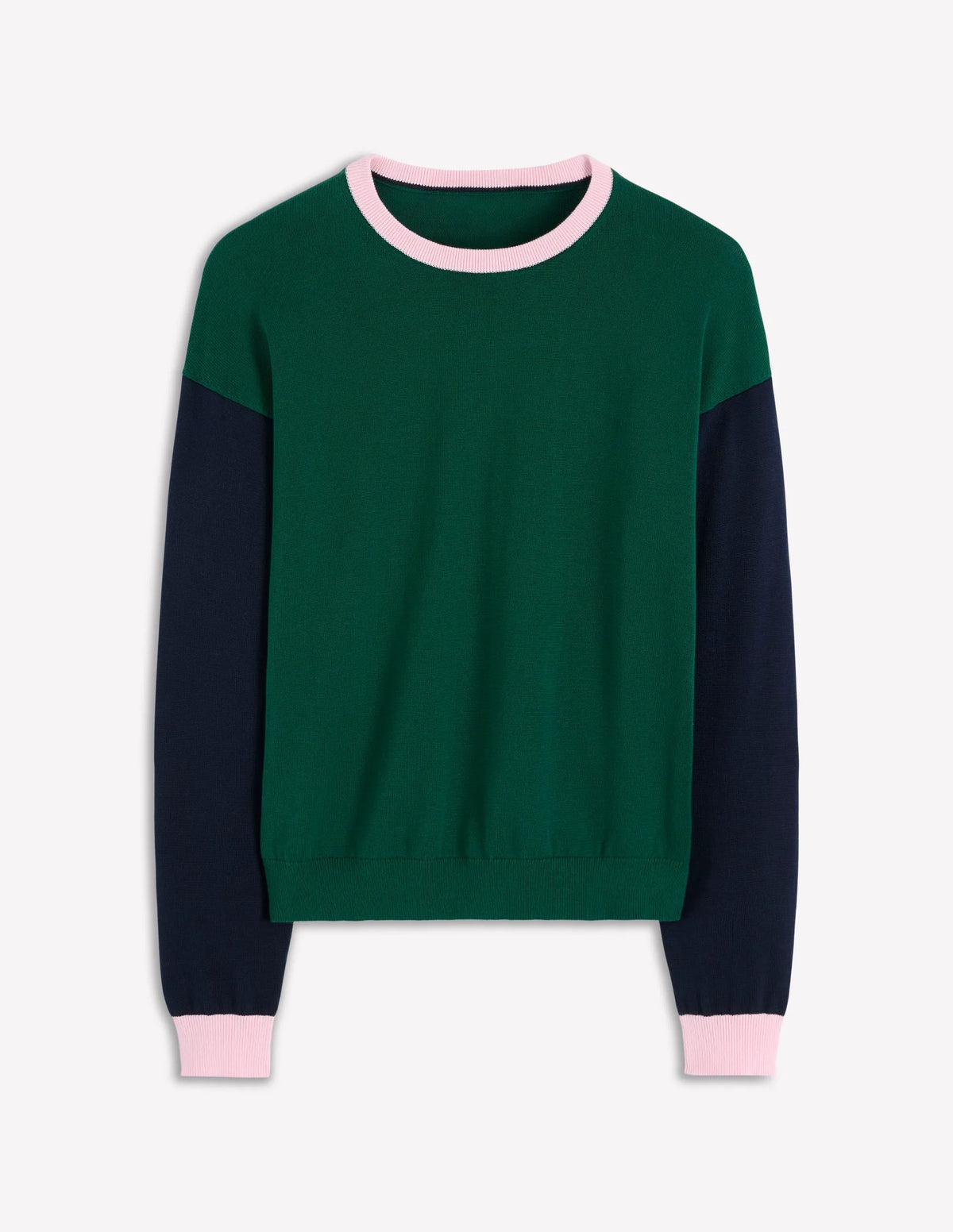 Lara Relaxed Cotton Jumper-Emerald Night, Navy