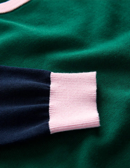 Lara Relaxed Cotton Jumper-Emerald Night, Navy