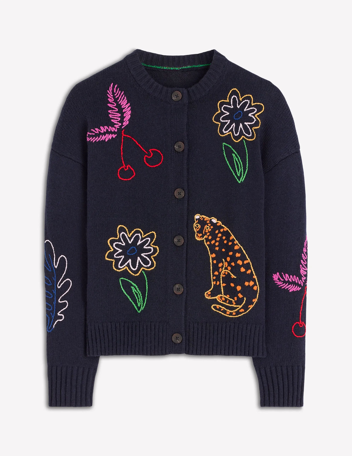 Natalie Embroidered Cardigan-Navy Embroidery