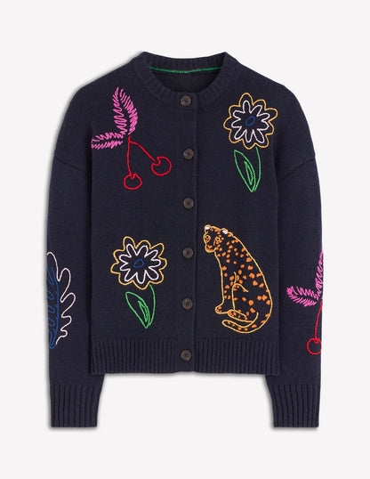 Natalie Embroidered Cardigan-Navy Embroidery