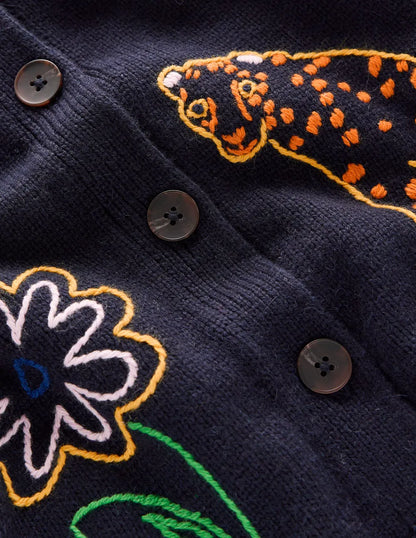 Natalie Embroidered Cardigan-Navy Embroidery