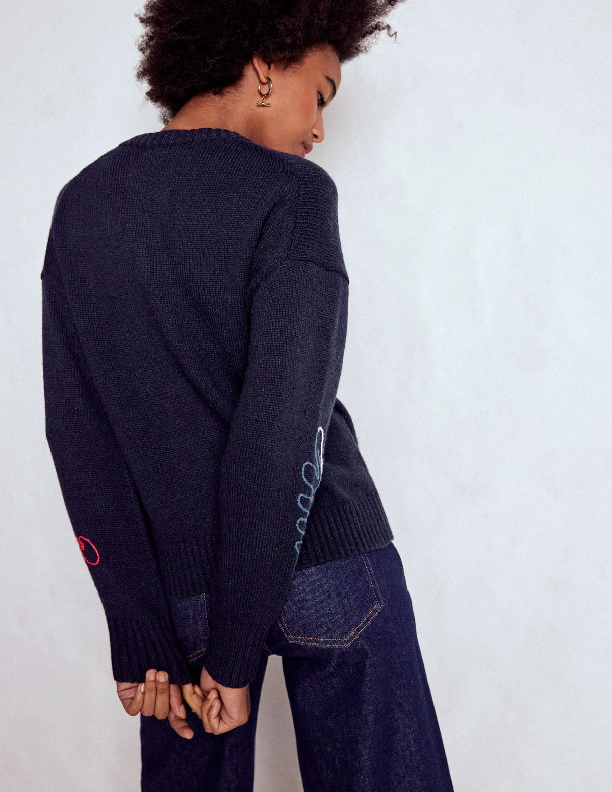 Natalie Embroidered Cardigan-Navy Embroidery