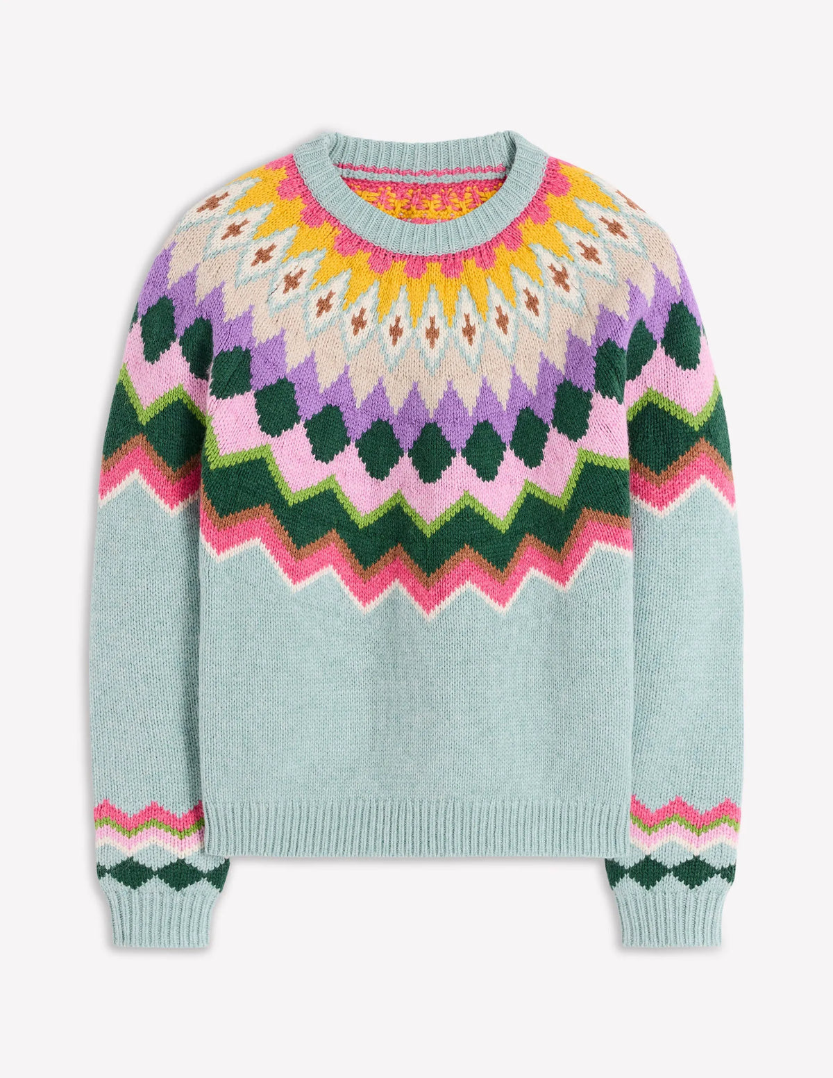 Eleanor Fair Isle Sweater-Tourmaline Blue Melange