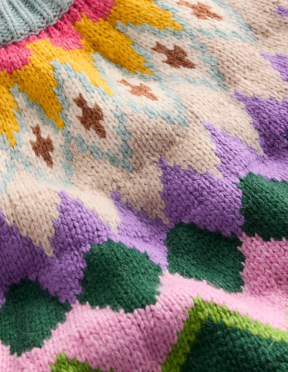 Eleanor Fair Isle Sweater-Tourmaline Blue Melange