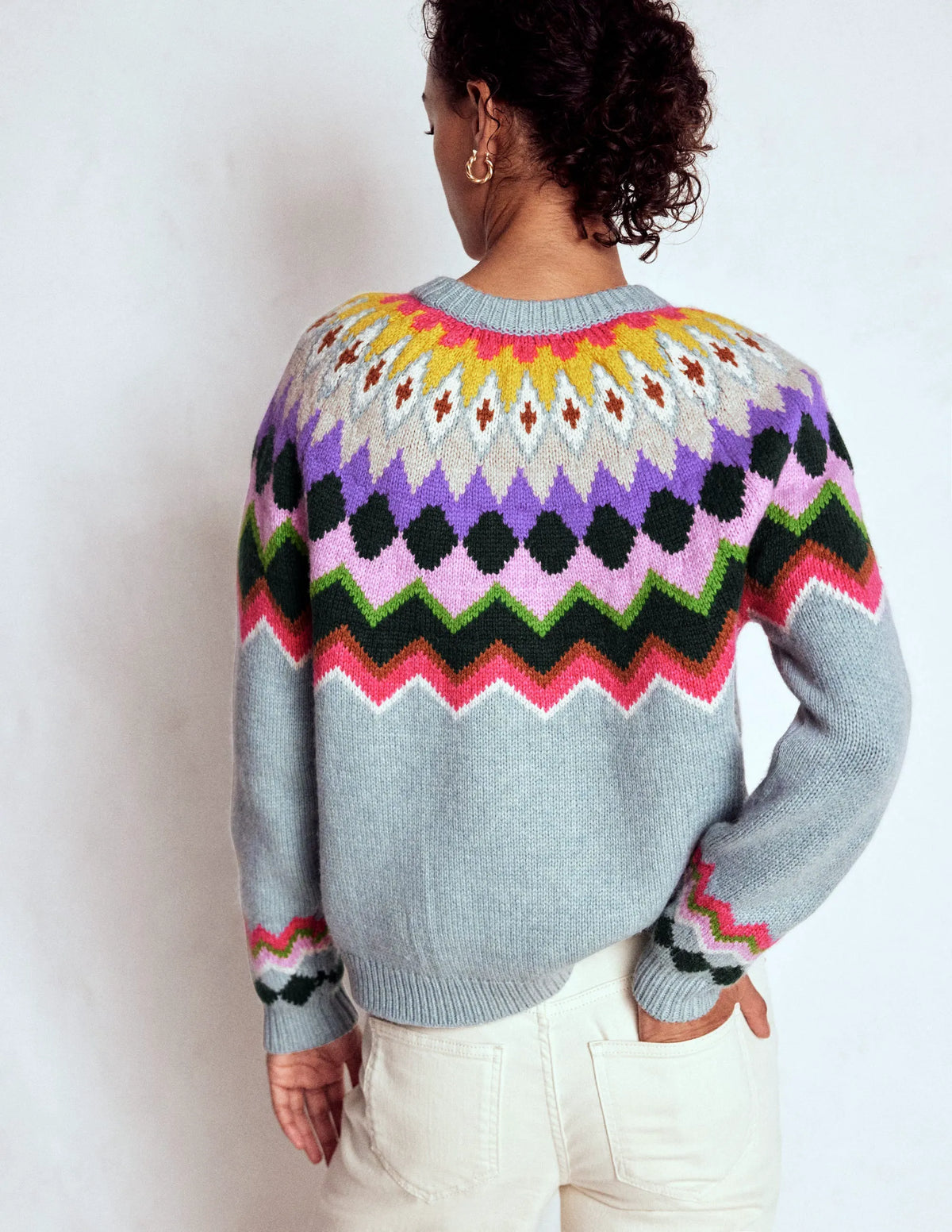 Eleanor Fair Isle Sweater-Tourmaline Blue Melange