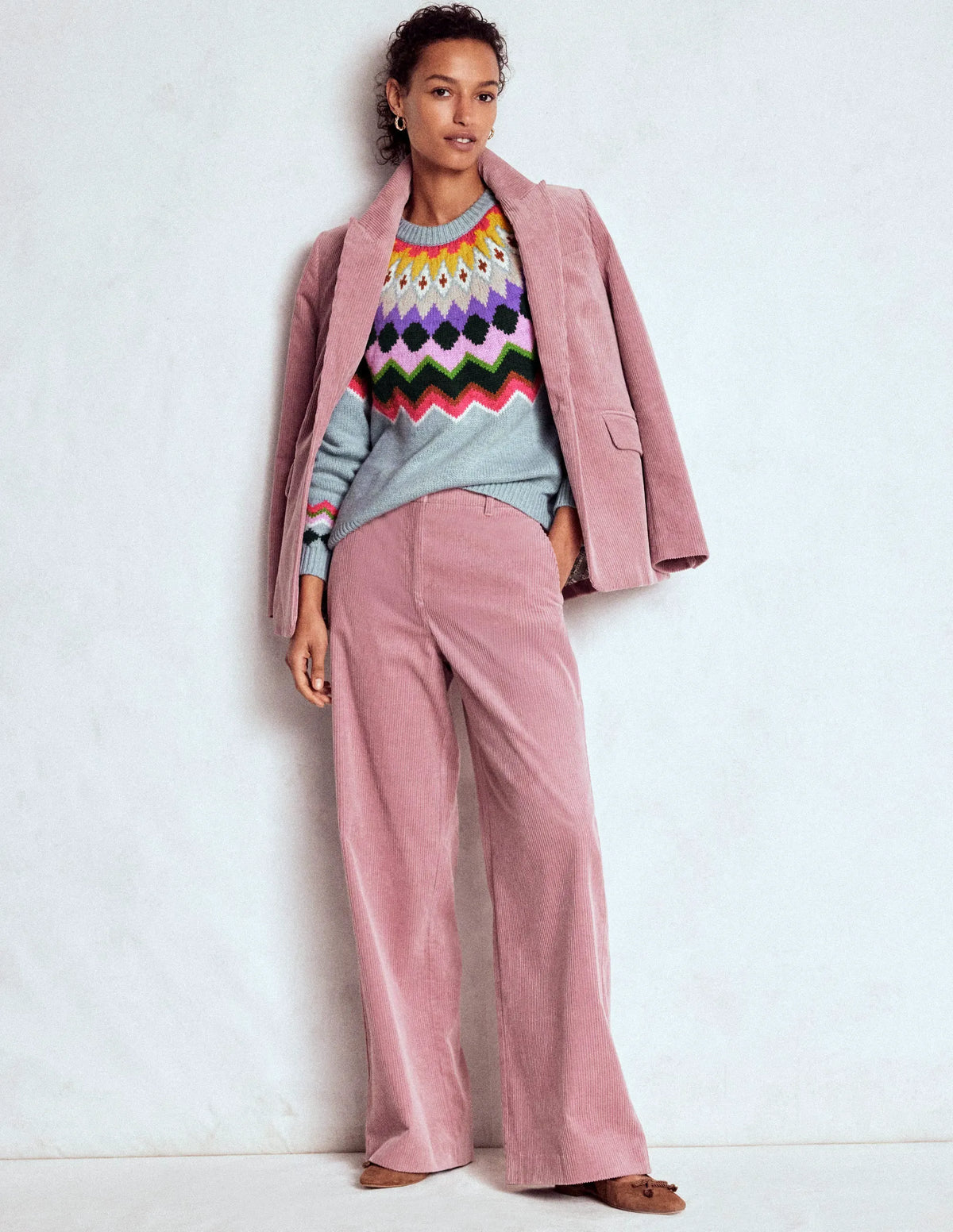 Eleanor Fair Isle Sweater-Tourmaline Blue Melange