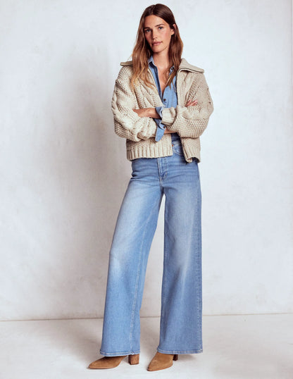 Chunky Marled Cardigan-Oatmeal