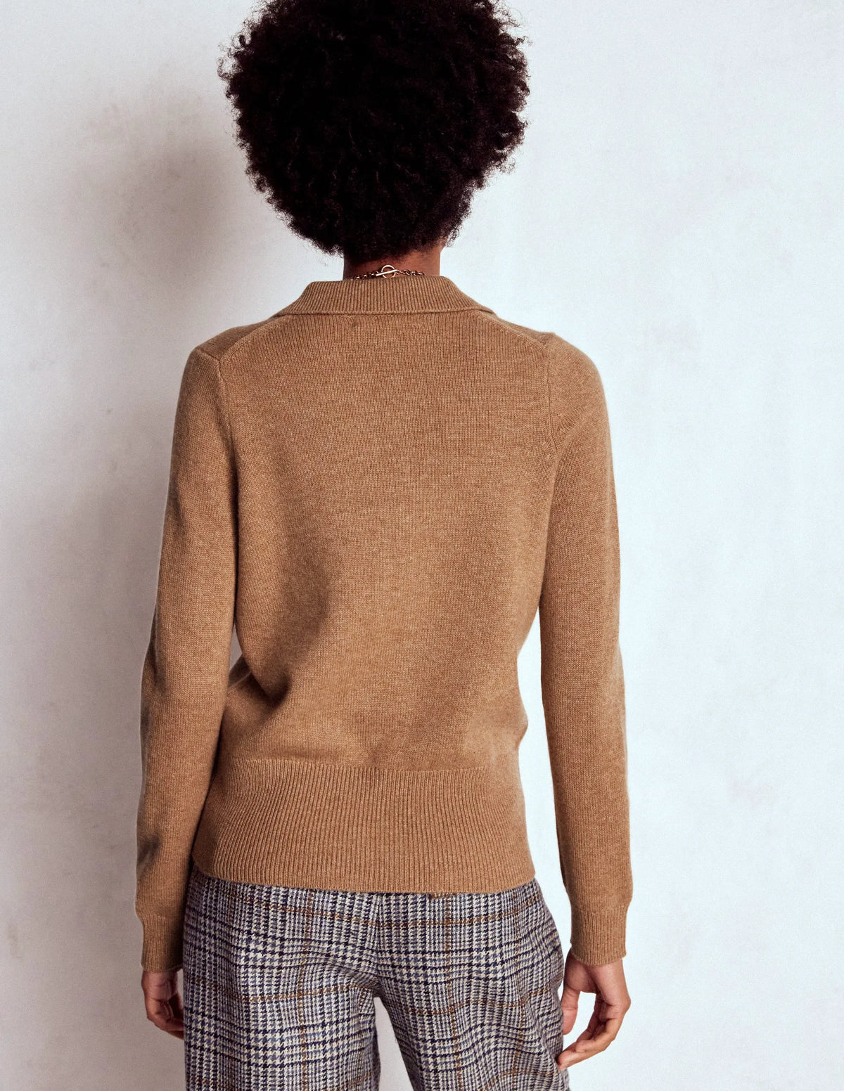 Collared Cashmere Sweater-Camel Melange