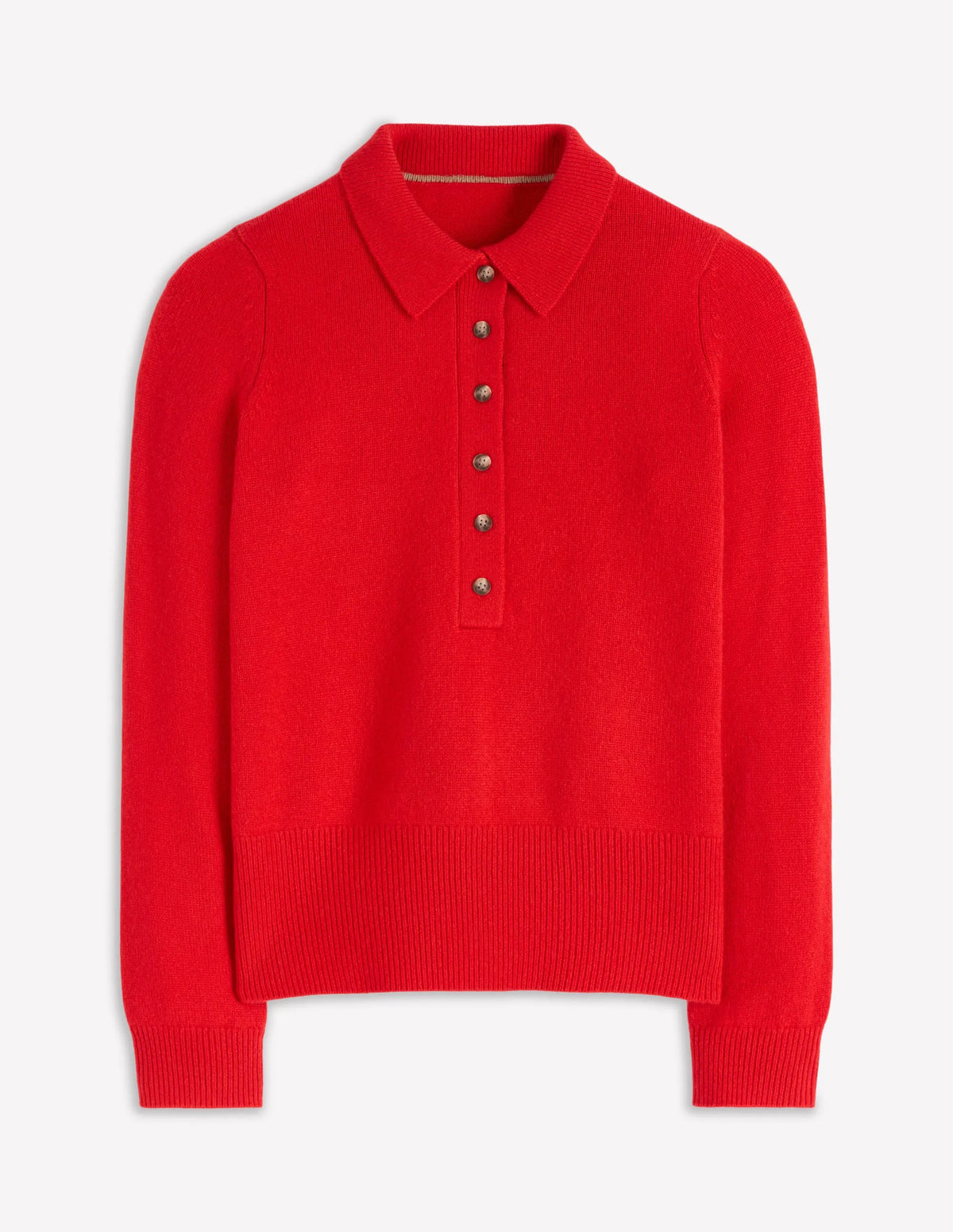 Collared Cashmere Sweater-Poppy Red