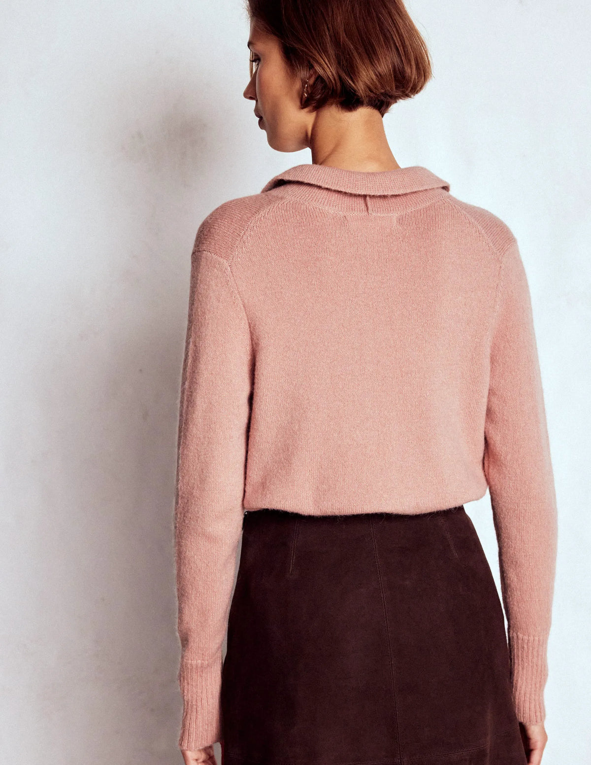 Collared Tie Front Cardigan-Misty Rose Pink