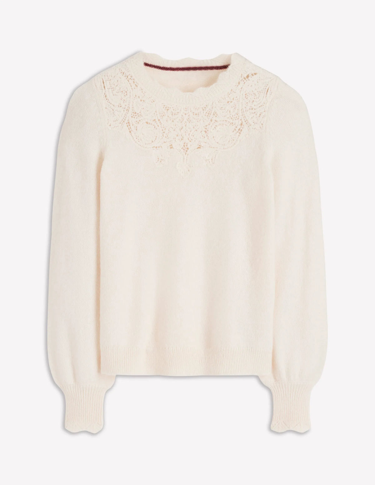 Fluffy Embroidered Sweater-Almond Milk