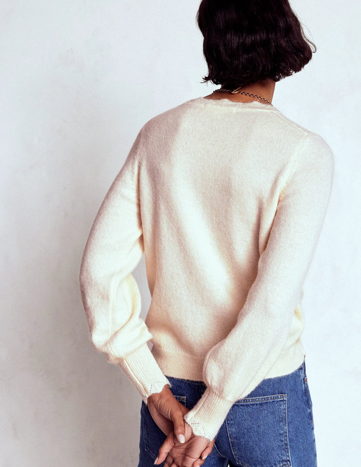 Fluffy Embroidered Sweater-Almond Milk