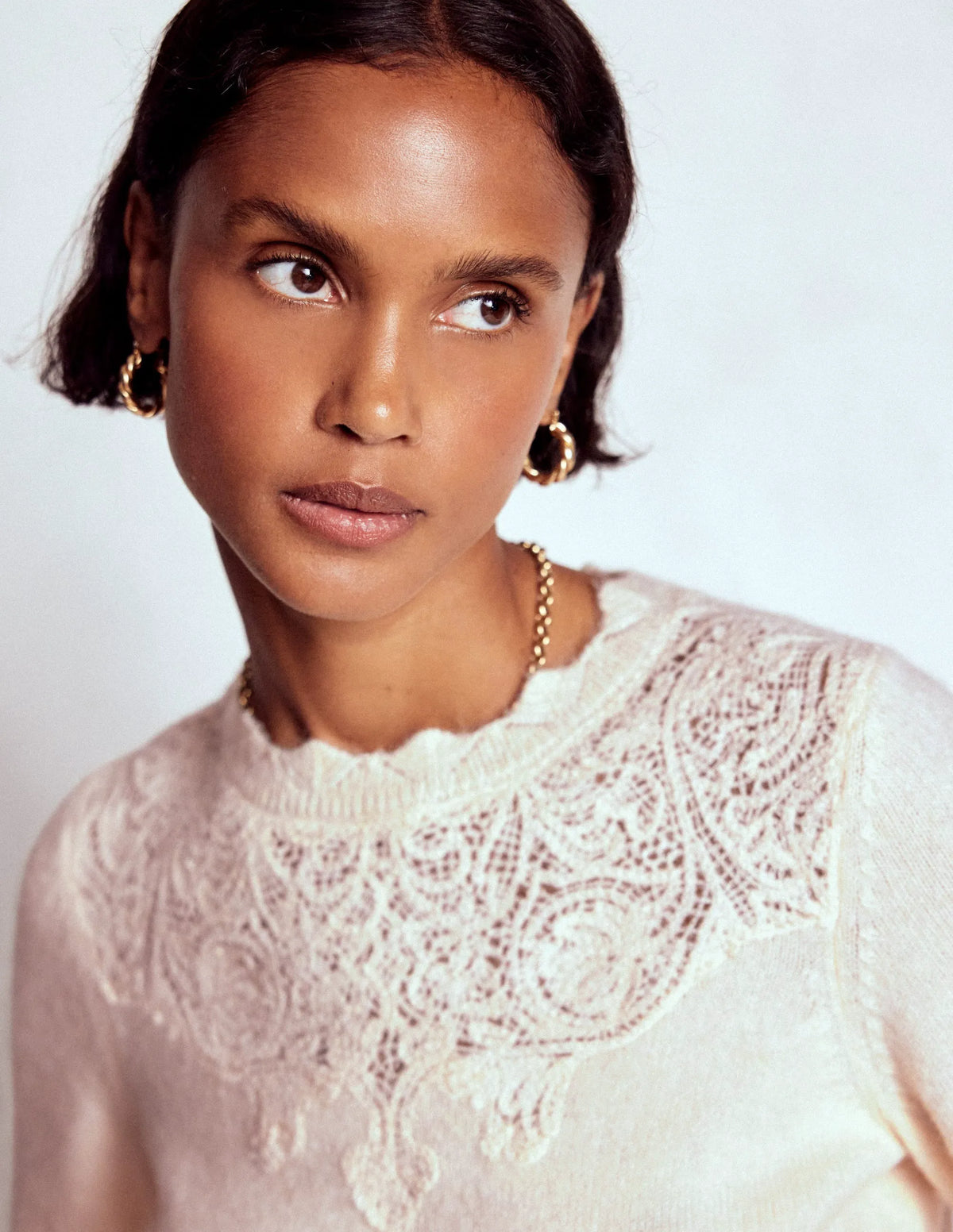 Fluffy Embroidered Sweater-Almond Milk
