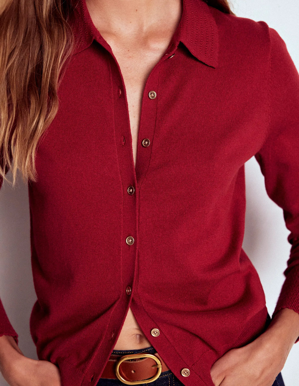 Briony Stitch Cardigan-Crimson Red