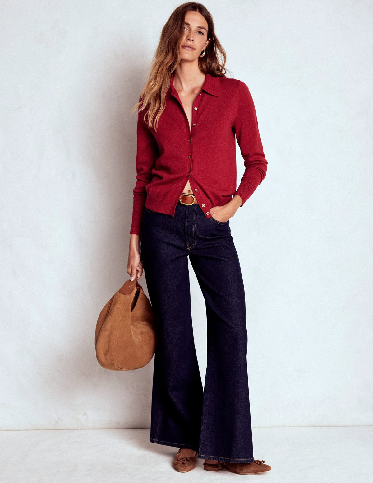 Briony Stitch Cardigan-Crimson Red