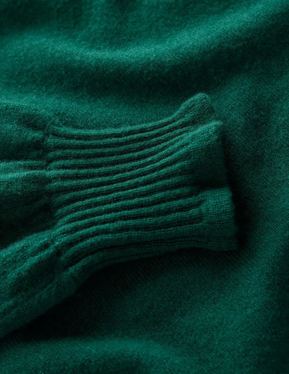 Frill Trim Cashmere Sweater-Mallard Blue