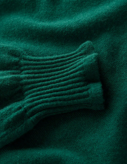 Frill Trim Cashmere Sweater-Mallard Blue