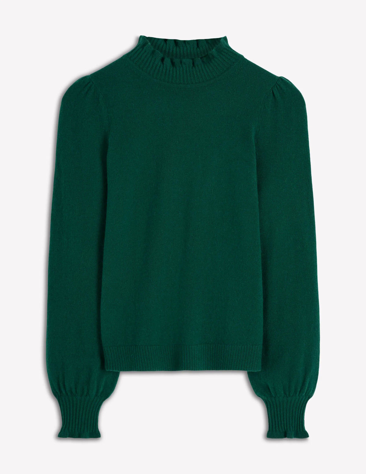 Frill Trim Cashmere Sweater-Mallard Blue