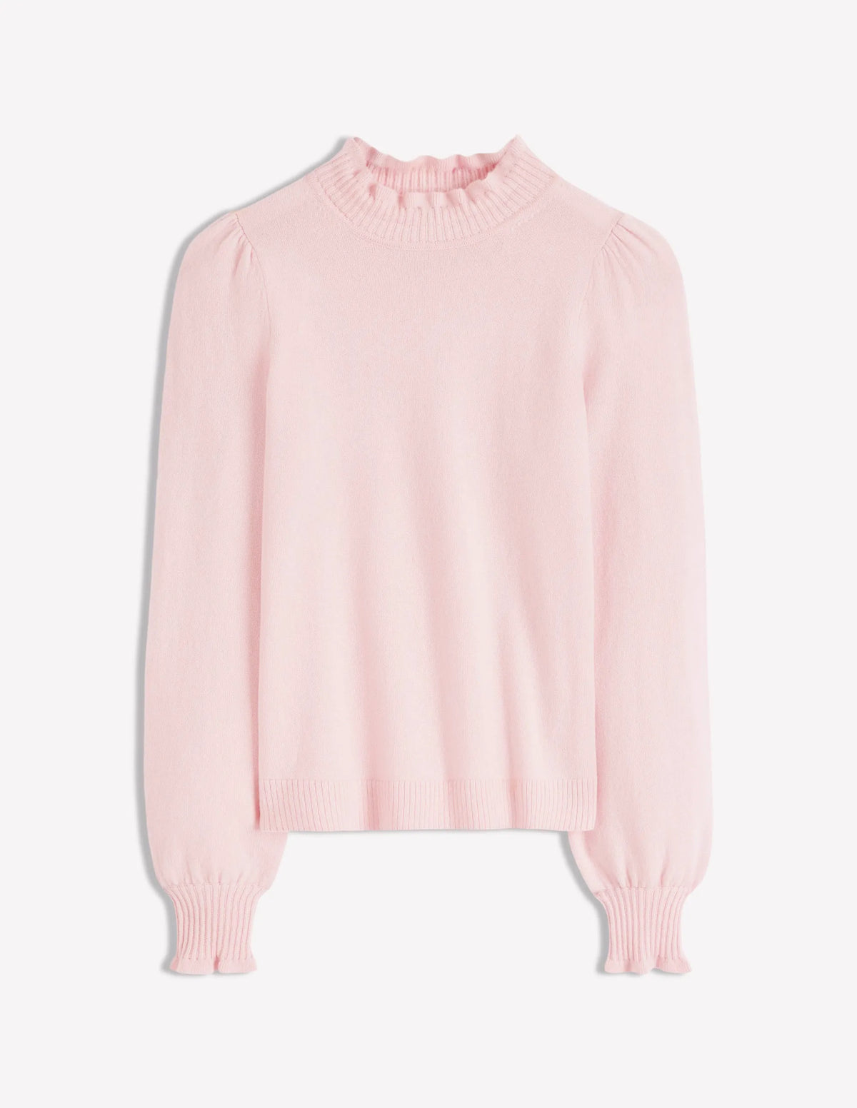 Frill Trim Cashmere Sweater-Chalk Pink
