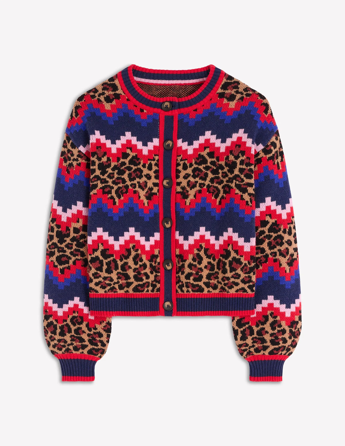 Abi Jacquard Cardigan-Multi Fair Isle, Leopard
