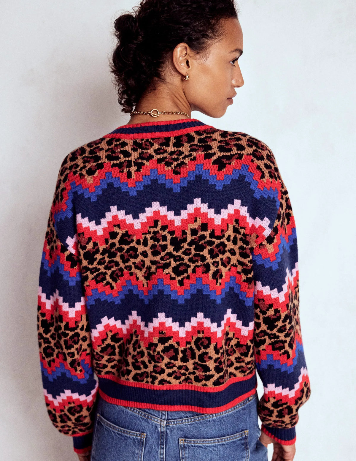 Abi Jacquard Cardigan-Multi Fair Isle, Leopard