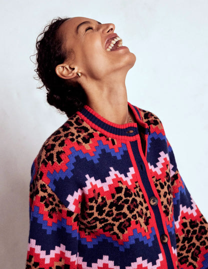 Abi Jacquard Cardigan-Multi Fair Isle, Leopard
