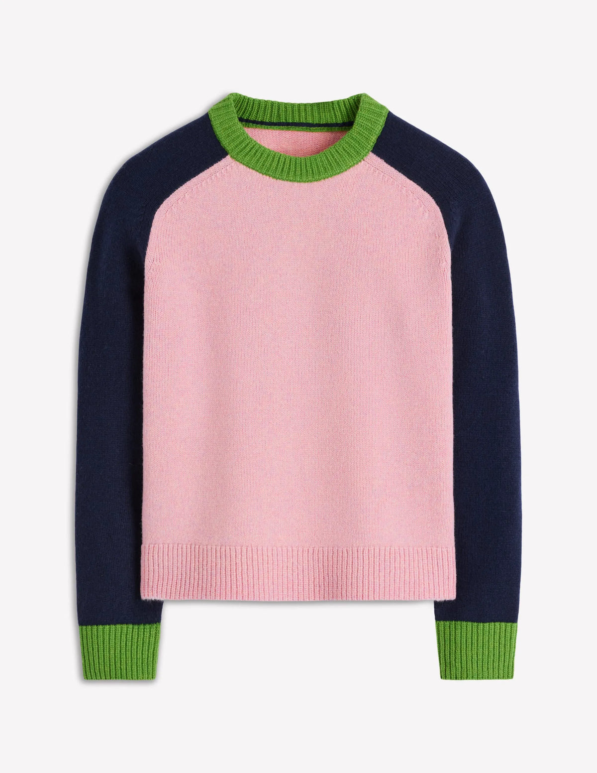 Marion Merino Sweater-French Pink, Navy Colour Block