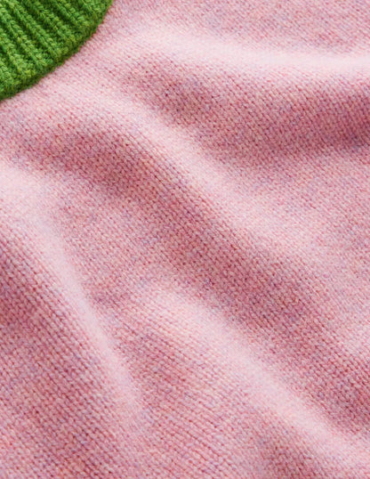Marion Merino Sweater-French Pink, Navy Colour Block