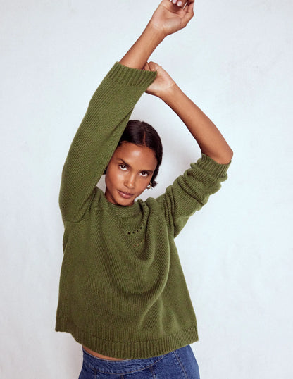 Fluffy Chunky Sweater-Woodland Green