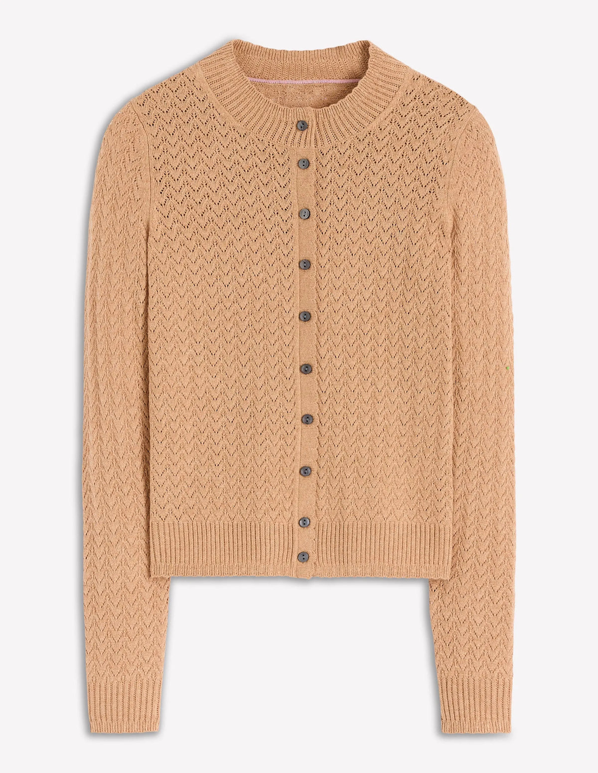 Diane Pointelle Cardigan-Camel Melange