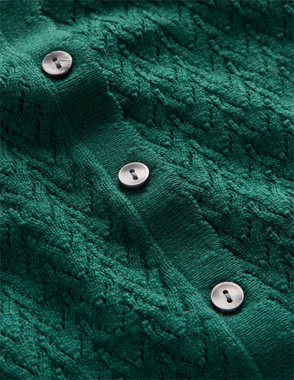 Diane Pointelle Cardigan-Drake Green