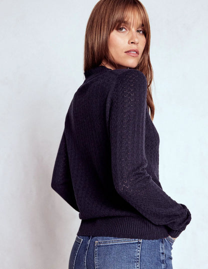 Diane Pointelle Cardigan-Navy