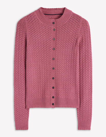Diane Pointelle Cardigan-Pink Heather