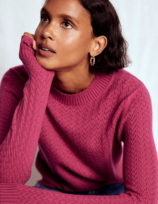 Diane Pointelle Sweater-Bright Cherry