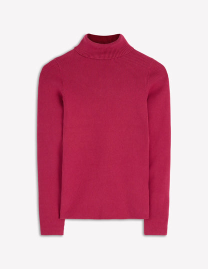 Emilia Roll Neck Sweater-Bright Cherry