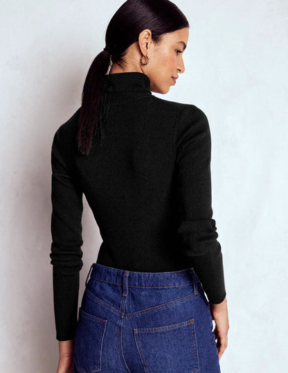 Emilia Roll Neck Sweater-Black