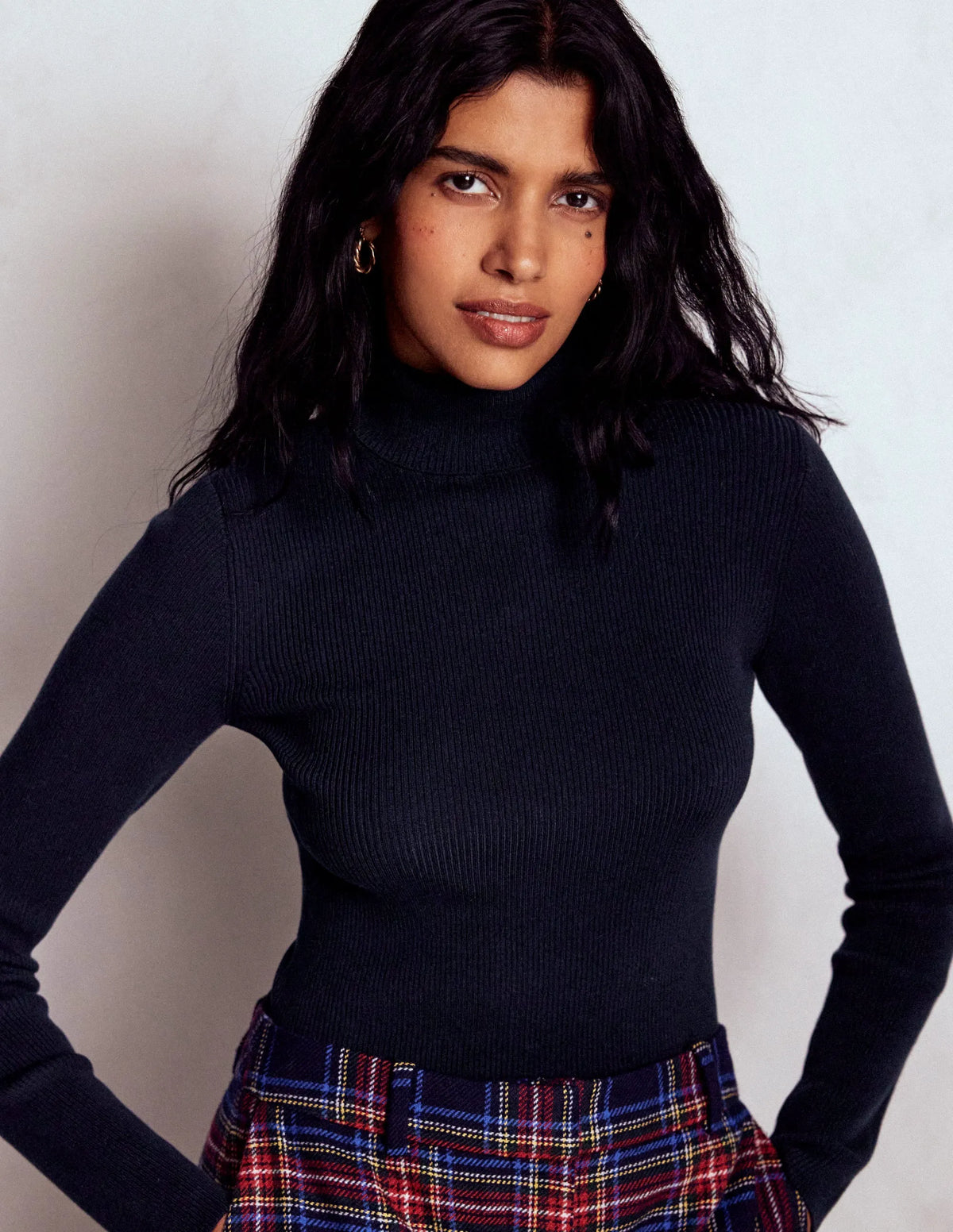 Emilia Roll Neck Sweater-Navy