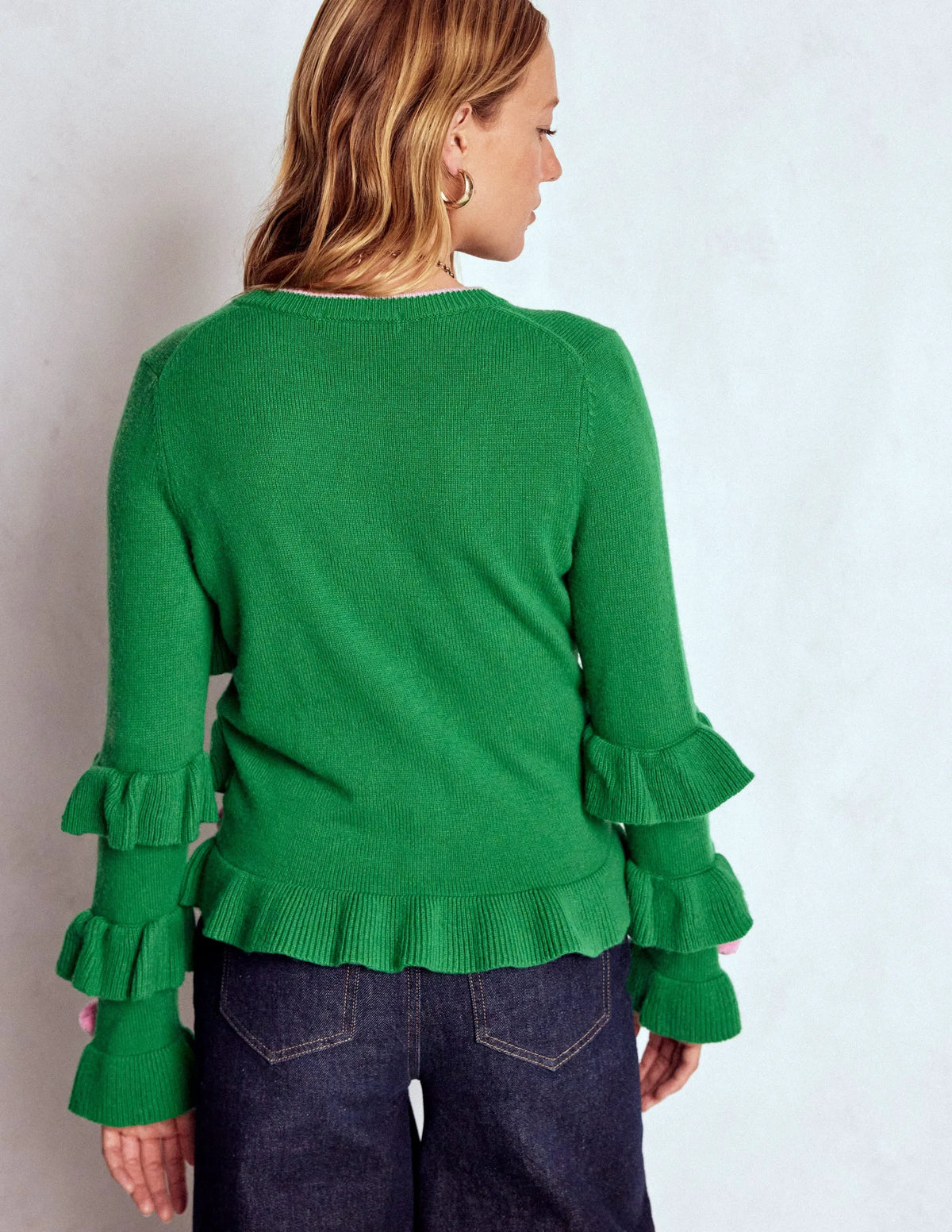 Festive Embroidered Cardigan-Sapling Green