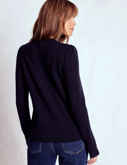 Elizabeth Embellished Cardigan-Navy, Floral Embellishment
