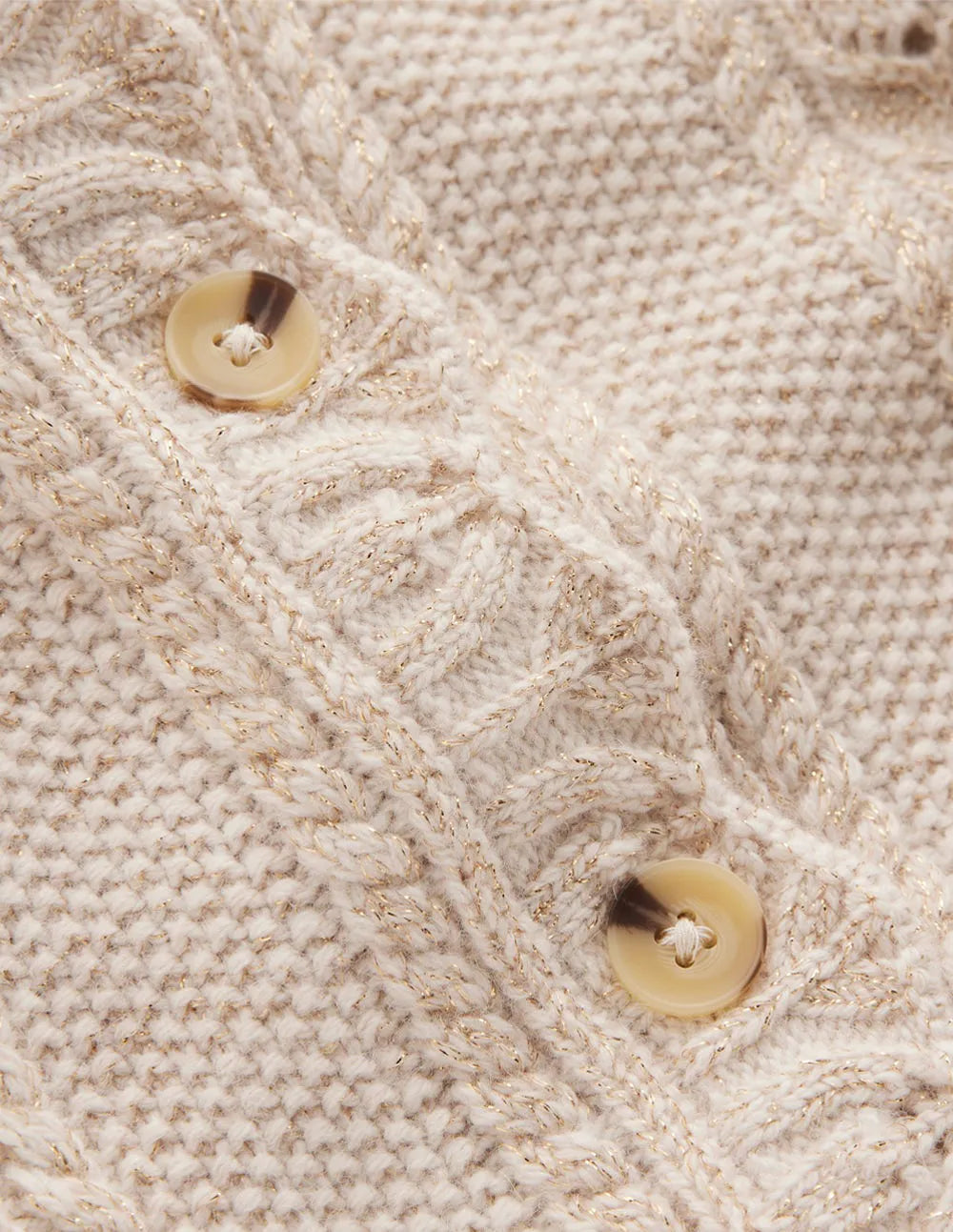 Velvet Bow Cable Cardigan-Gold Sparkle