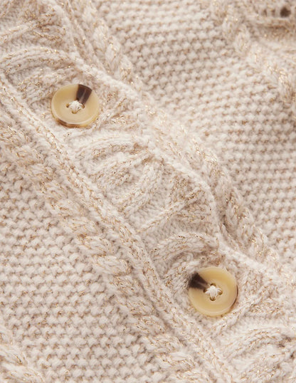 Velvet Bow Cable Cardigan-Gold Sparkle
