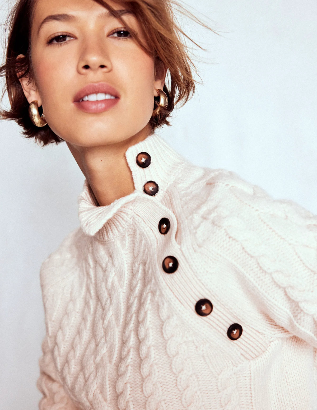 Amara Merino Cable Sweater-Warm Ivory