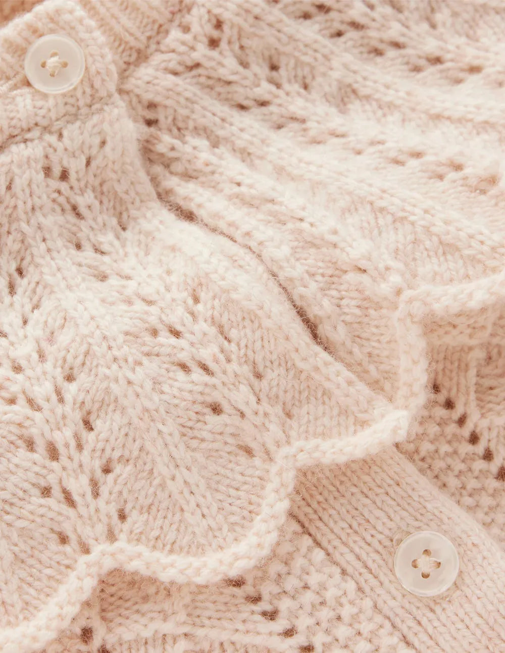 Scallop Collar Cardigan-Warm Ivory Melange