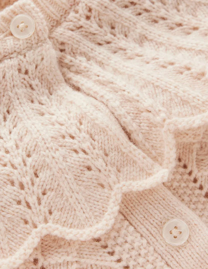 Scallop Collar Cardigan-Warm Ivory Melange
