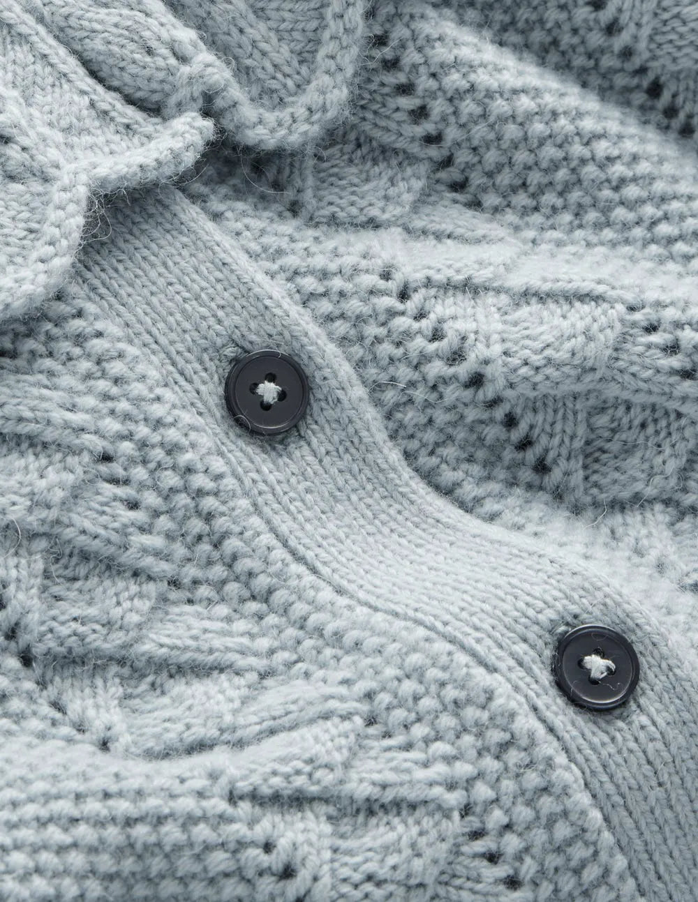 Scallop Collar Cardigan-Seamist Blue Melange