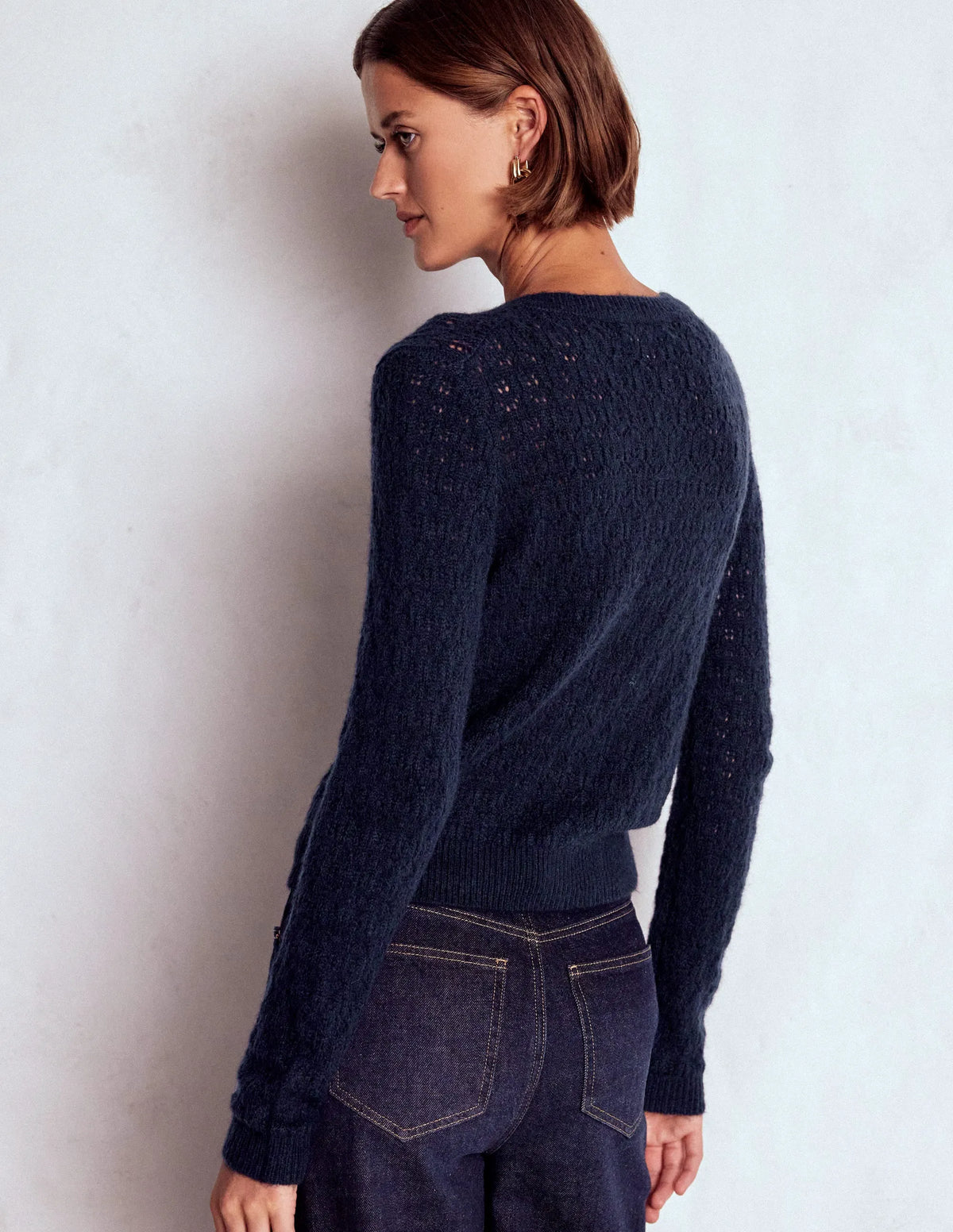 Jewel Button Cardigan-Navy