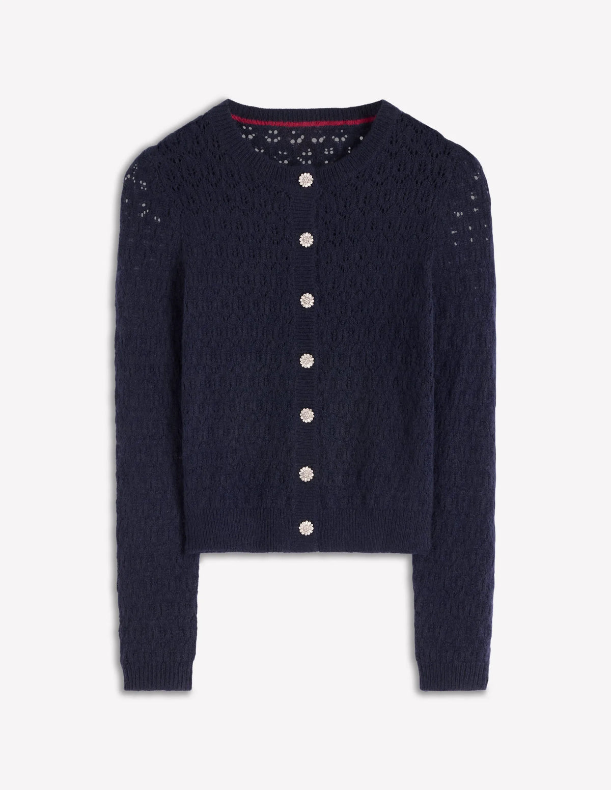 Jewel Button Cardigan-Navy