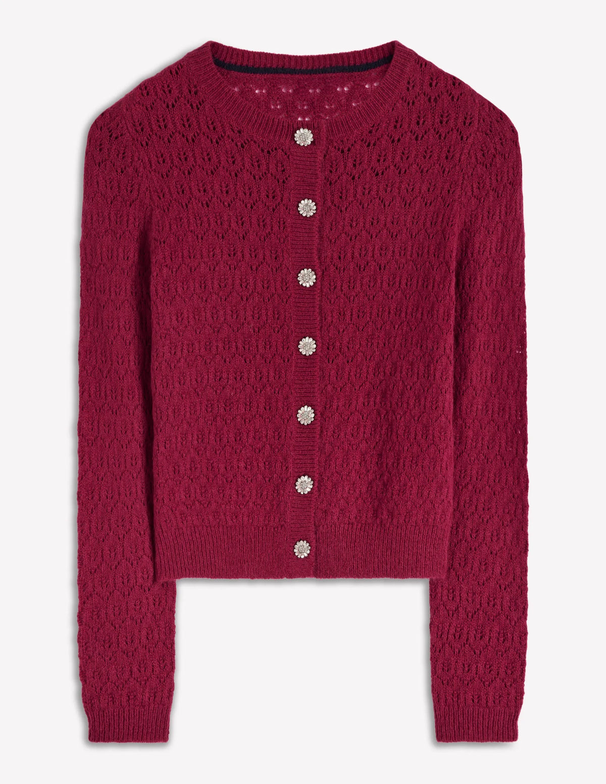 Jewel Button Cardigan-Ruby Red