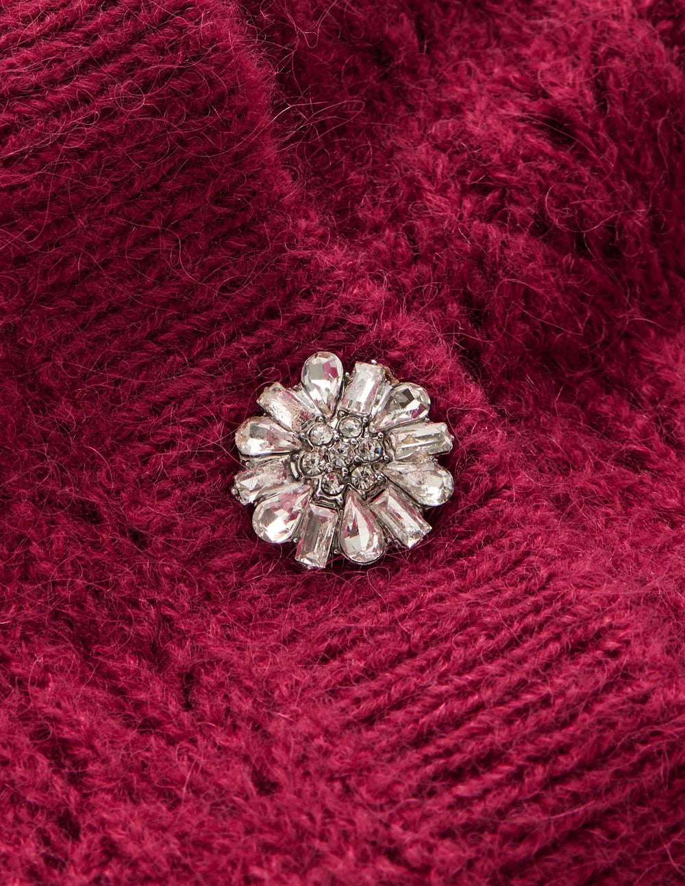 Jewel Button Cardigan-Ruby Red